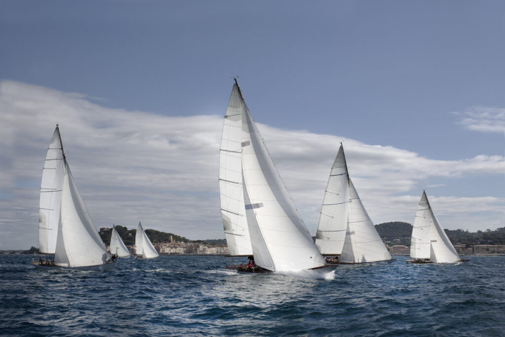 Racing sailboats on the Mediterranean Sea ahead of America’s Cup Naples 2027