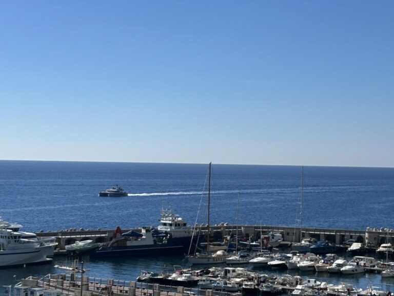 View of the sea and Cetara harbour on the Amalfi Coast.
