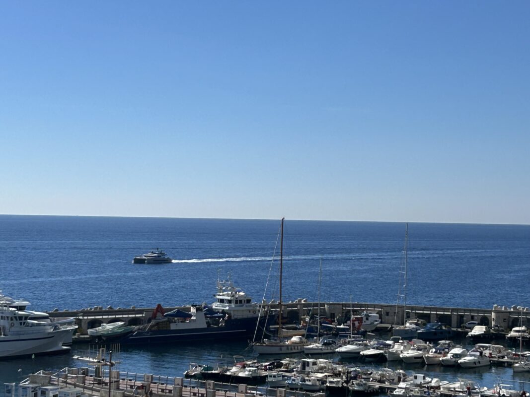 View of the sea and Cetara harbour on the Amalfi Coast.