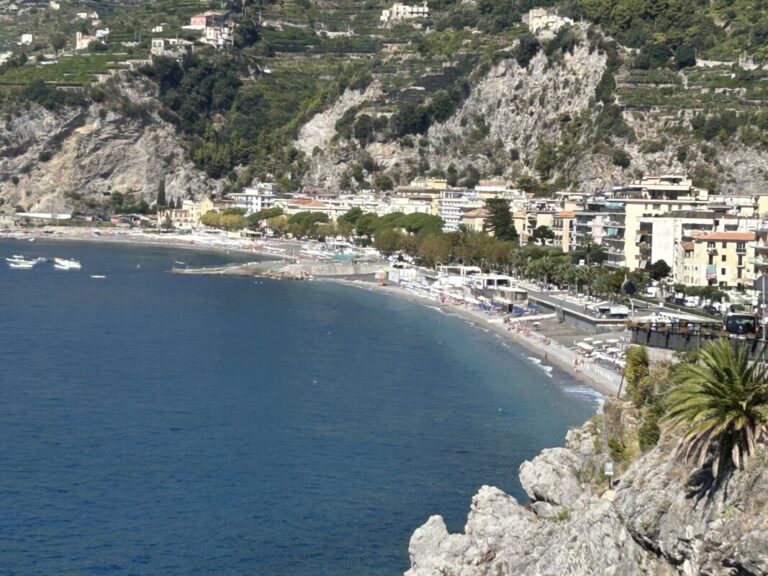 Maiori Amalfi Coast beach and seafront panorama