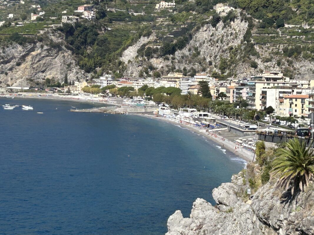 Maiori Amalfi Coast beach and seafront panorama